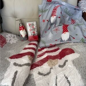 Avanti Holiday Gnome Blanket and Throw Set - Red, Gray, and White